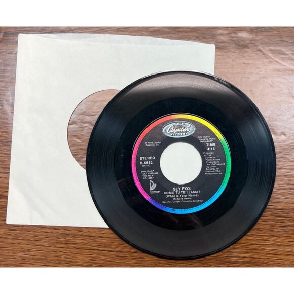 Sly Fox Lets Go All the Way / Como Tu Te Llama 45 Rock Synth Pop Capitol 5552 - Picture 5 of 6